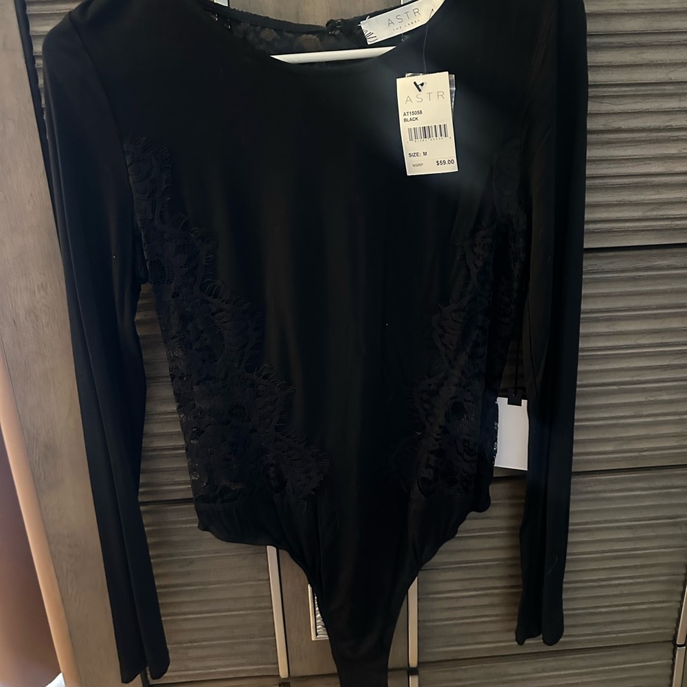 Astr Black Jersey/ Lace Bodysuit